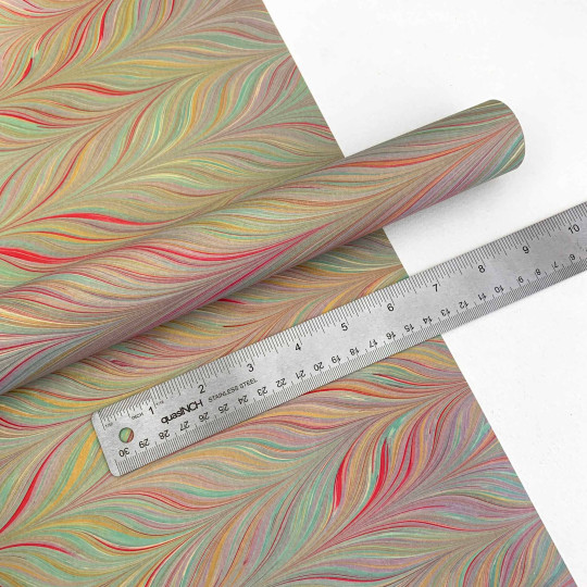 Hand Marbled Paper Combed Gelgit Pattern in Multi ~ Berretti Marbled Arts